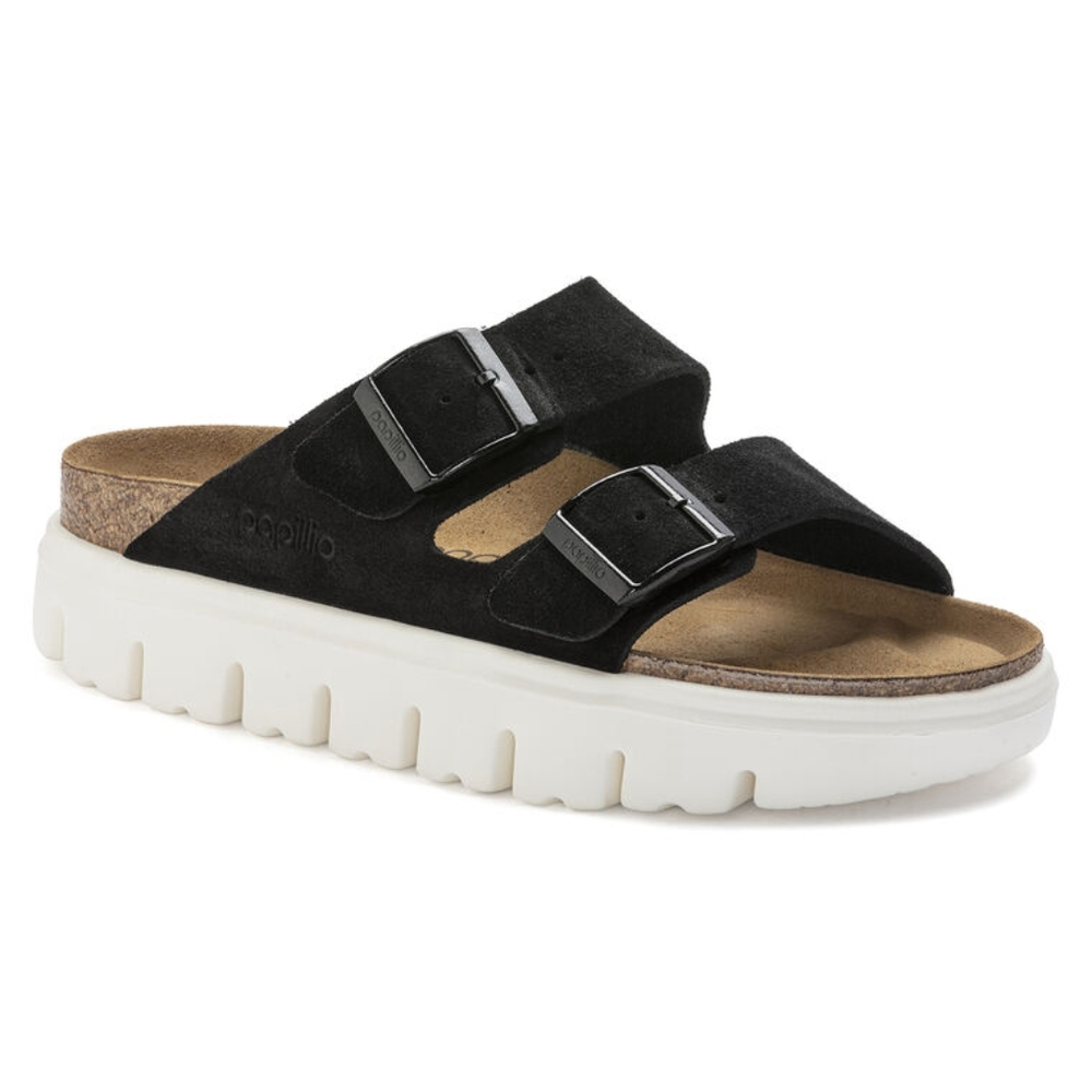 Birkenstock Papillio Arizona Chunky Suede Black Sandals size 36